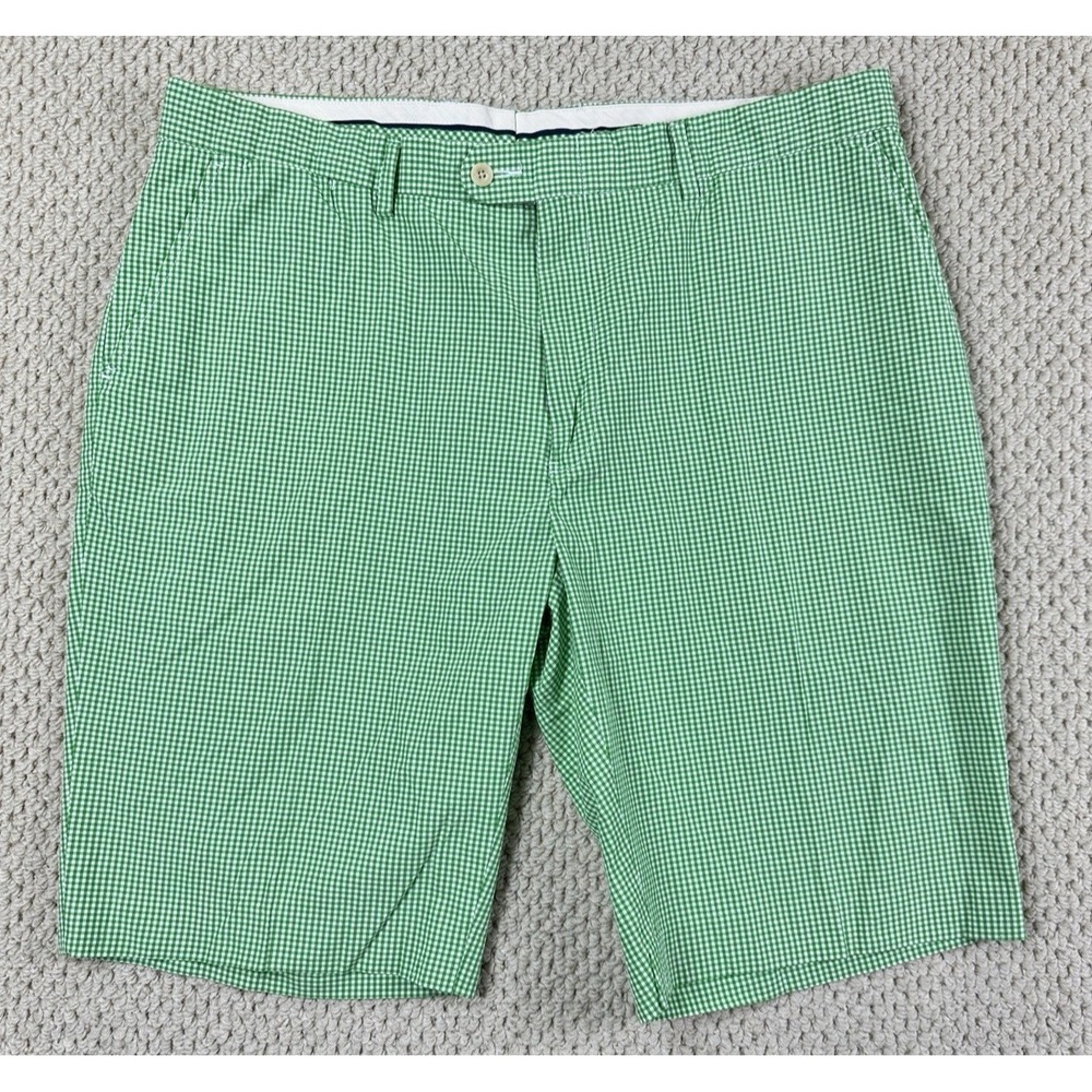 Vtg Polo Ralph Lauren Shorts Mens 40 Green Gingham Check Plaid Flat Front Preppy
